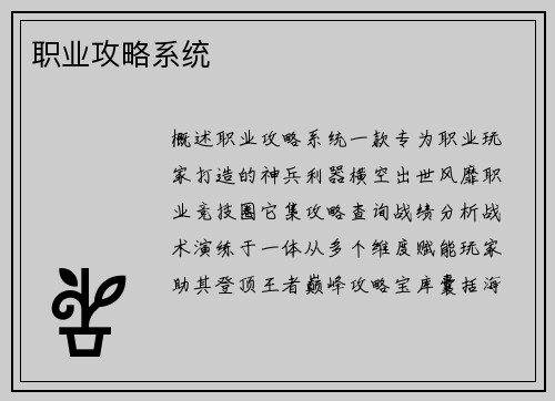 职业攻略系统